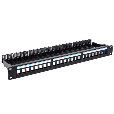 جک های پچ پنل 24 پورت CAT6 مشکی UTP 1U کیستون RJ45