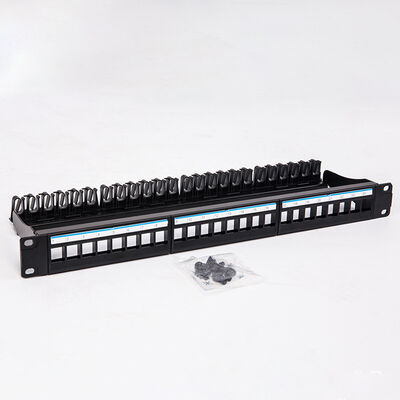 جک های پچ پنل 24 پورت CAT6 مشکی UTP 1U کیستون RJ45