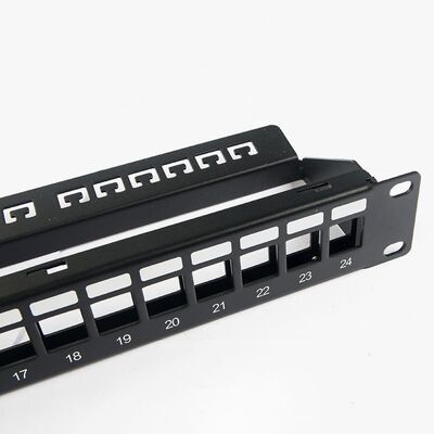 پچ پنل خالی شبکه بدون محافظ RJ45 24 پورت 1U پچ پنل