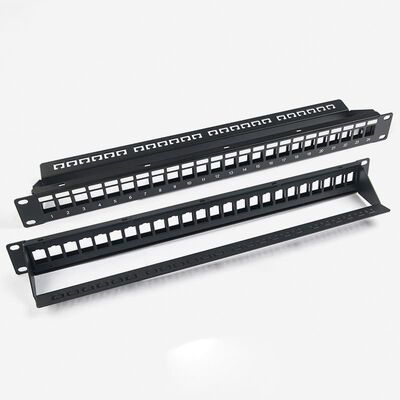 پچ پنل خالی شبکه بدون محافظ RJ45 24 پورت 1U پچ پنل