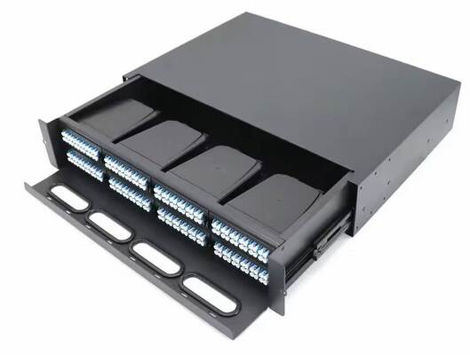 2U 192 هسته MTP MPO -LC پچ پنل ODF محفظه شاسی کشویی برای 8 کاست
