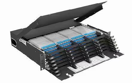 2U 288 هسته MTP MPO - محفظه پچ پنل LC ODF شاسی کشویی برای 24 کاست